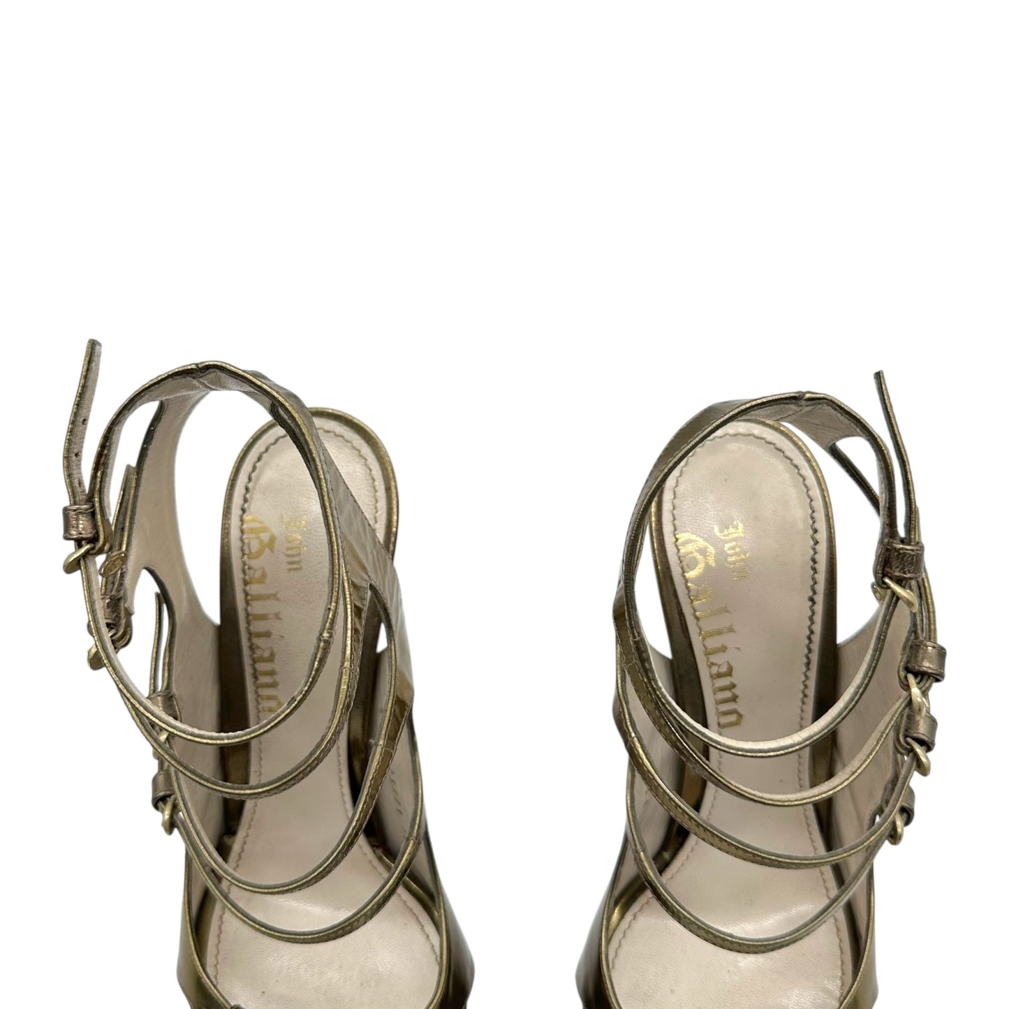 John Galliano Metallic Strappy Platform Heels