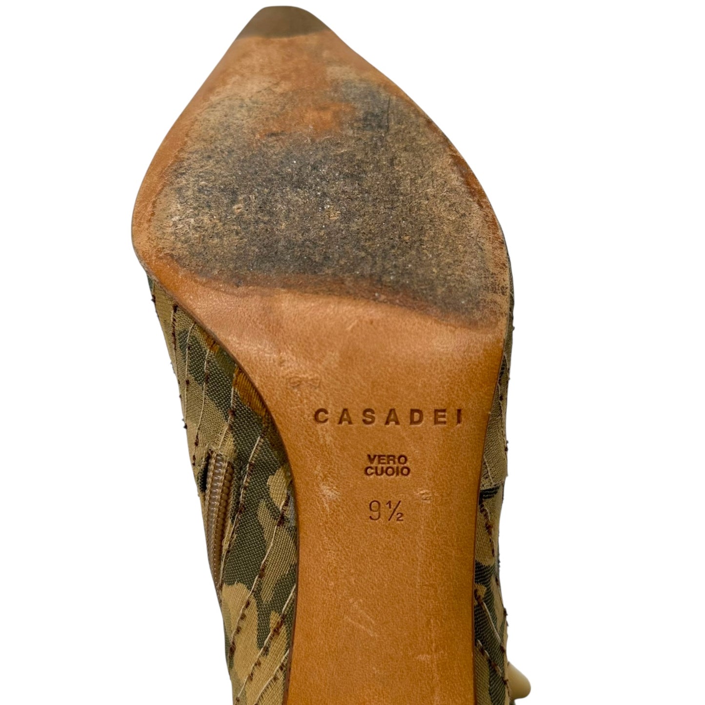 Casadei Camo Print Pointed Toe Heeled Boots