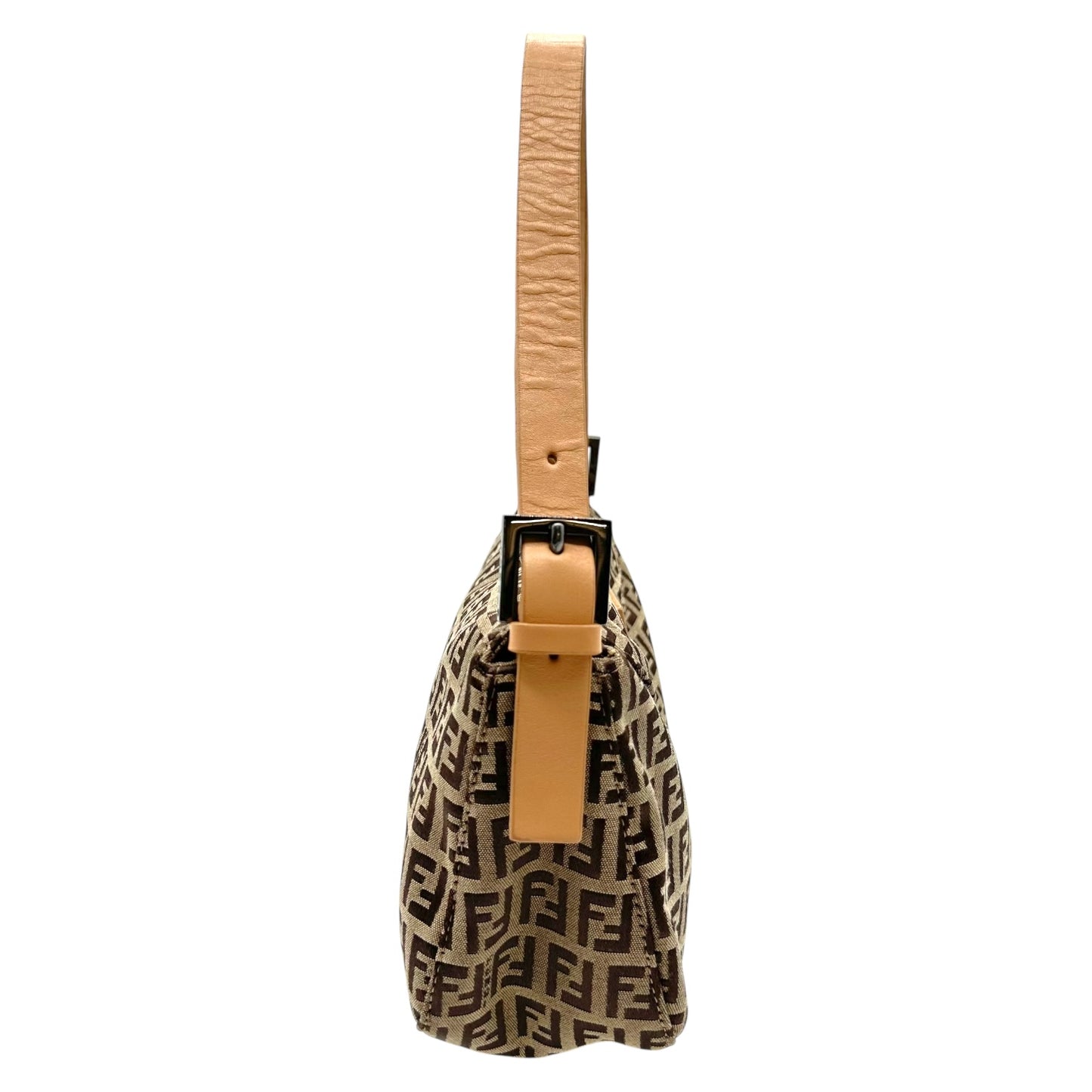 Fendi Tan Zucchio Fold-Over Baguette Bag