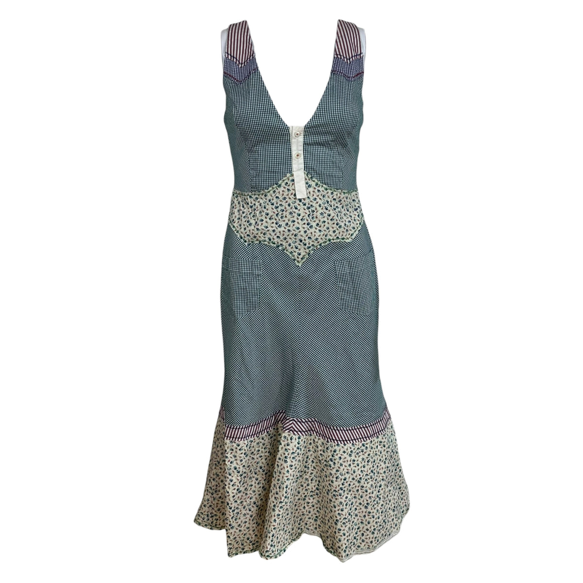 Dsquared2 Spring 2006 Floral & Gingham Patchwork Midi Dress