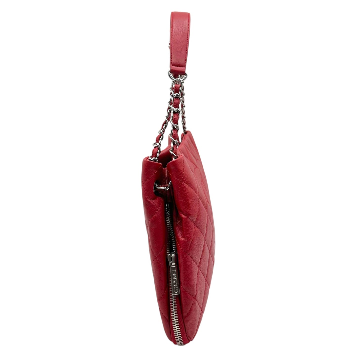 Chanel Red Caviar Matelasse Quilted Oversized Logo Shoulder Bag 2011