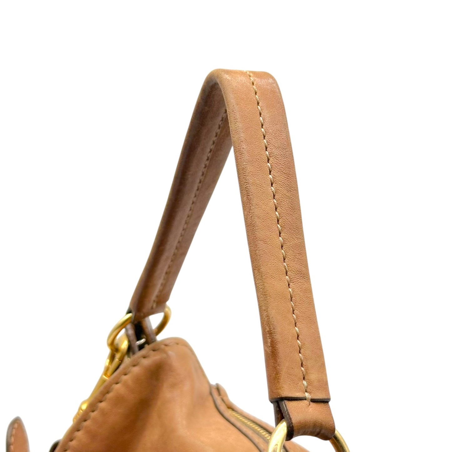 Miu Miu Brown Leather Fringe Trim 2-Way Hobo Bag