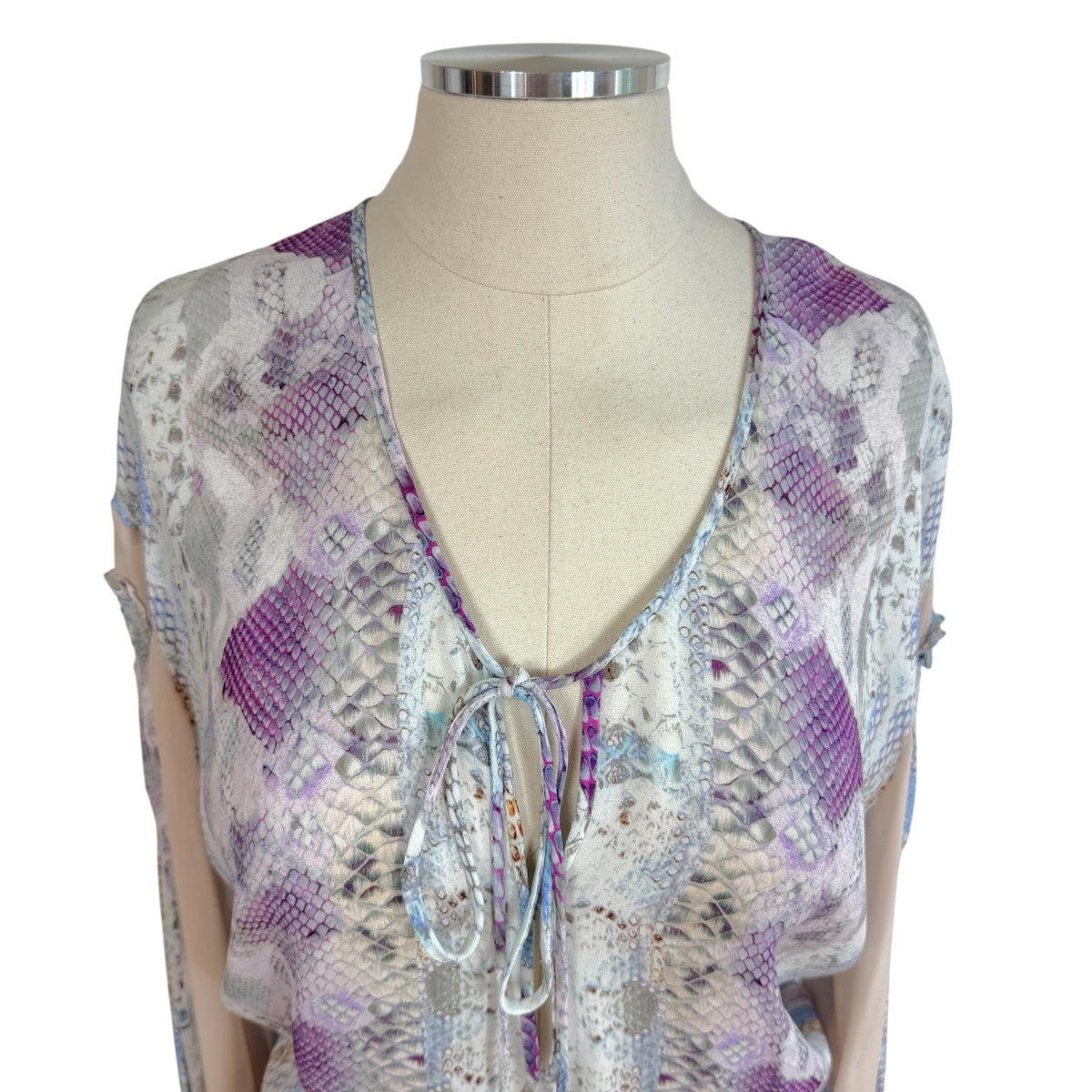 Roberto Cavalli Python Print Longsleeve Romper Blue Purple