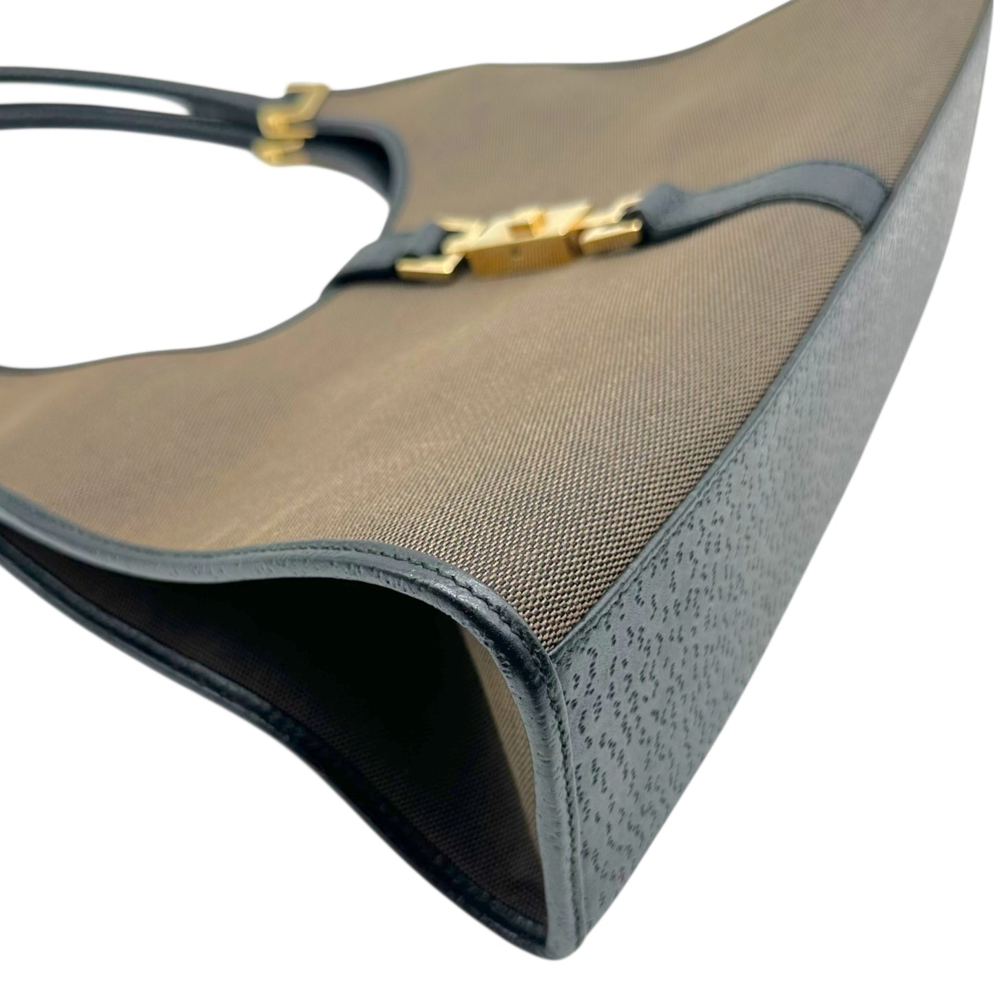 Gucci Taupe Canvas & Black Leather Jackie Bag