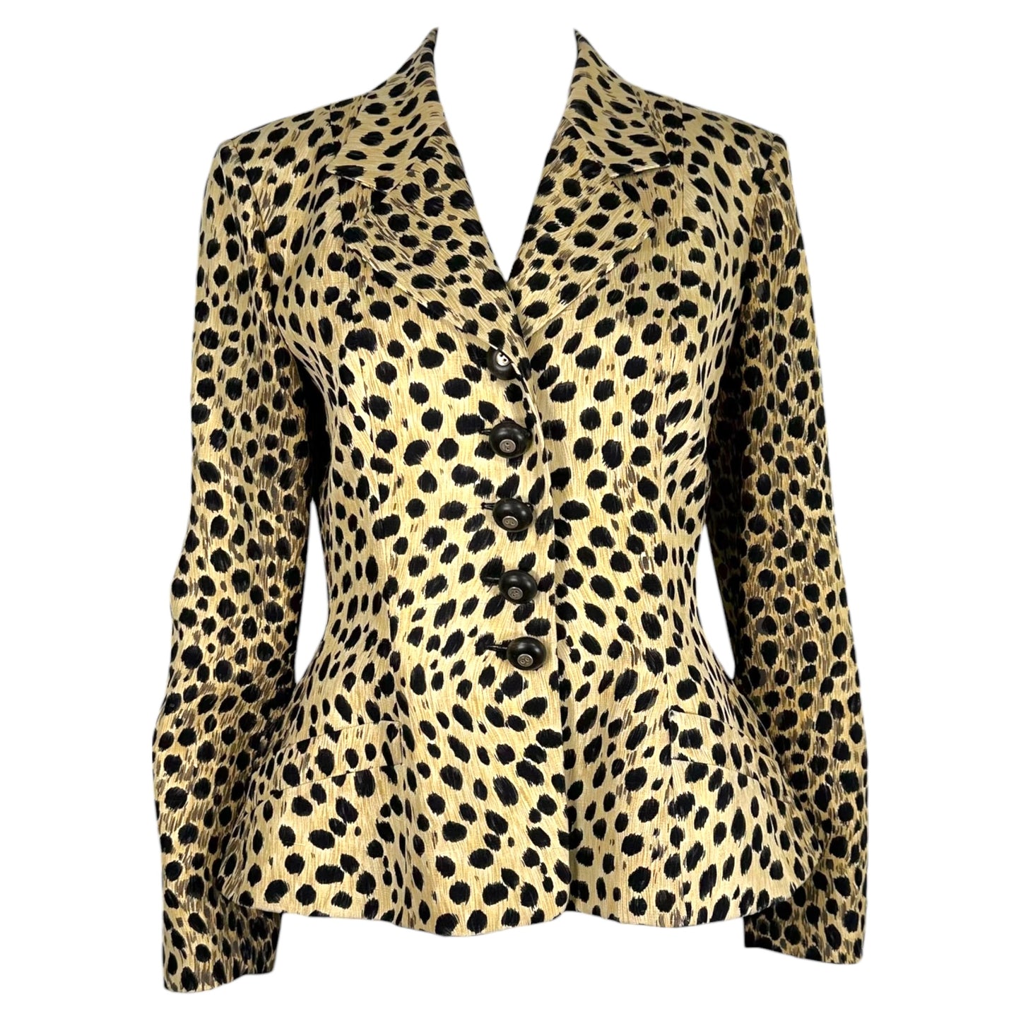 Christian Dior S/S 1997 Leopard Print Silk Blazer