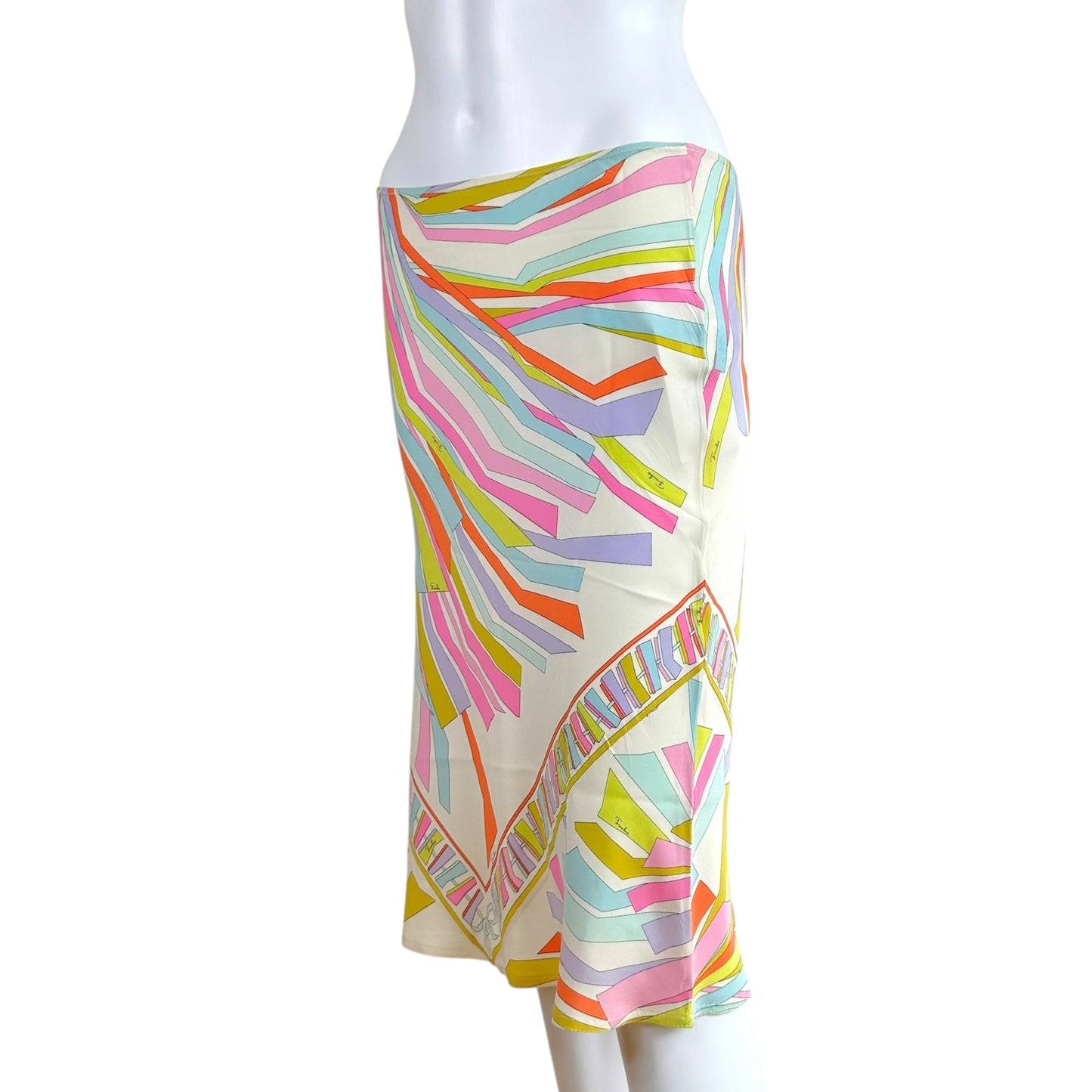 Emilio Pucci Silk Midi Skirt White Pastel Multicolor
