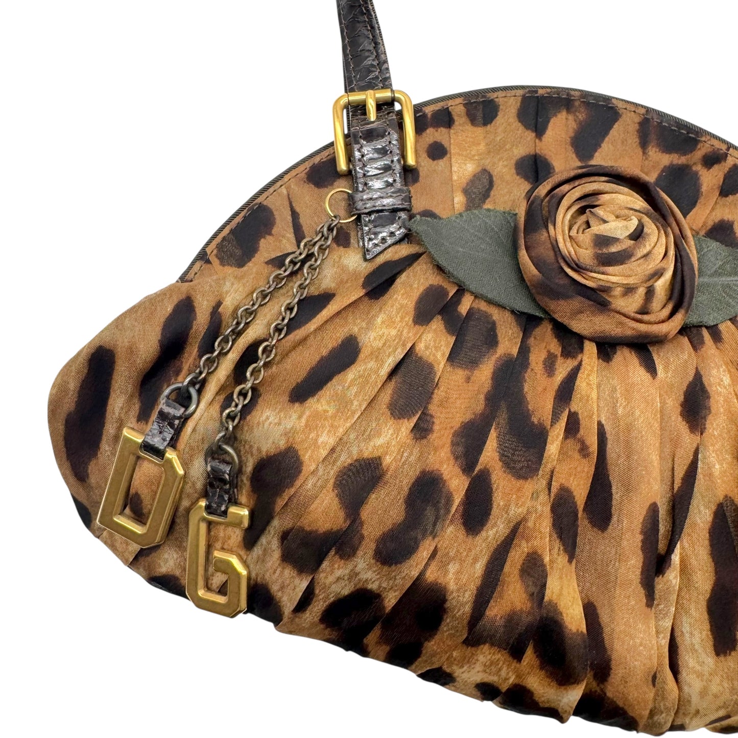 Dolce & Gabbana Leopard Print Silk & Python Mini Bag