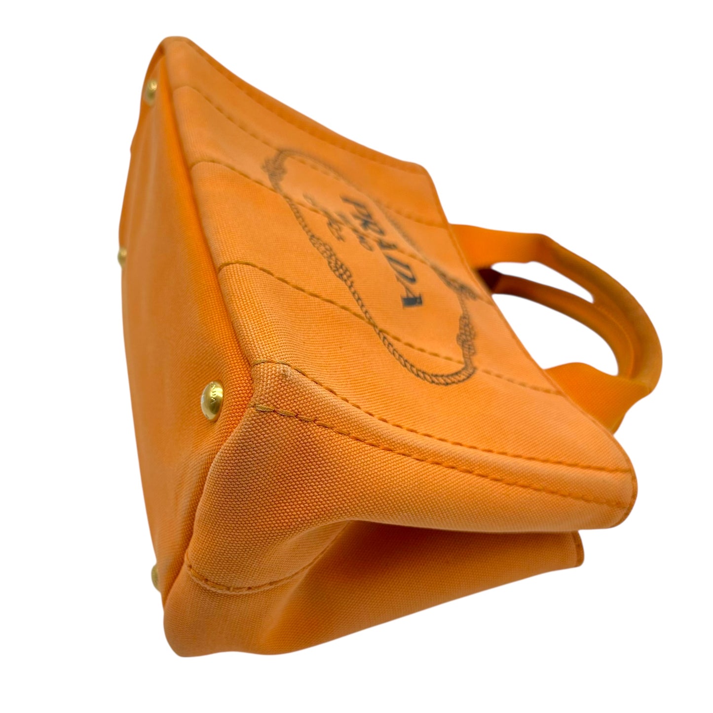 Prada Orange Canvas Small Canapa Tote Bag