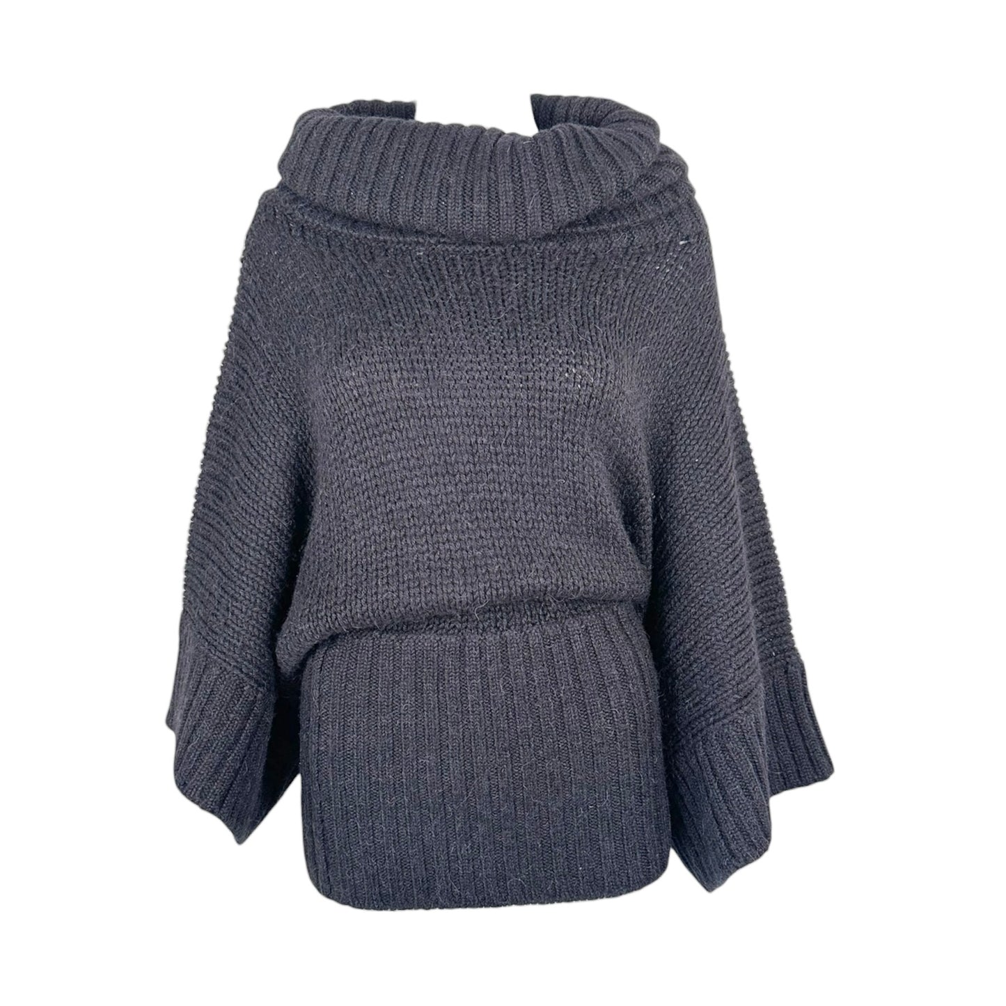 Dolce & Gabbana Black Wide Sleeve Turtleneck Alpaca Knit Sweater