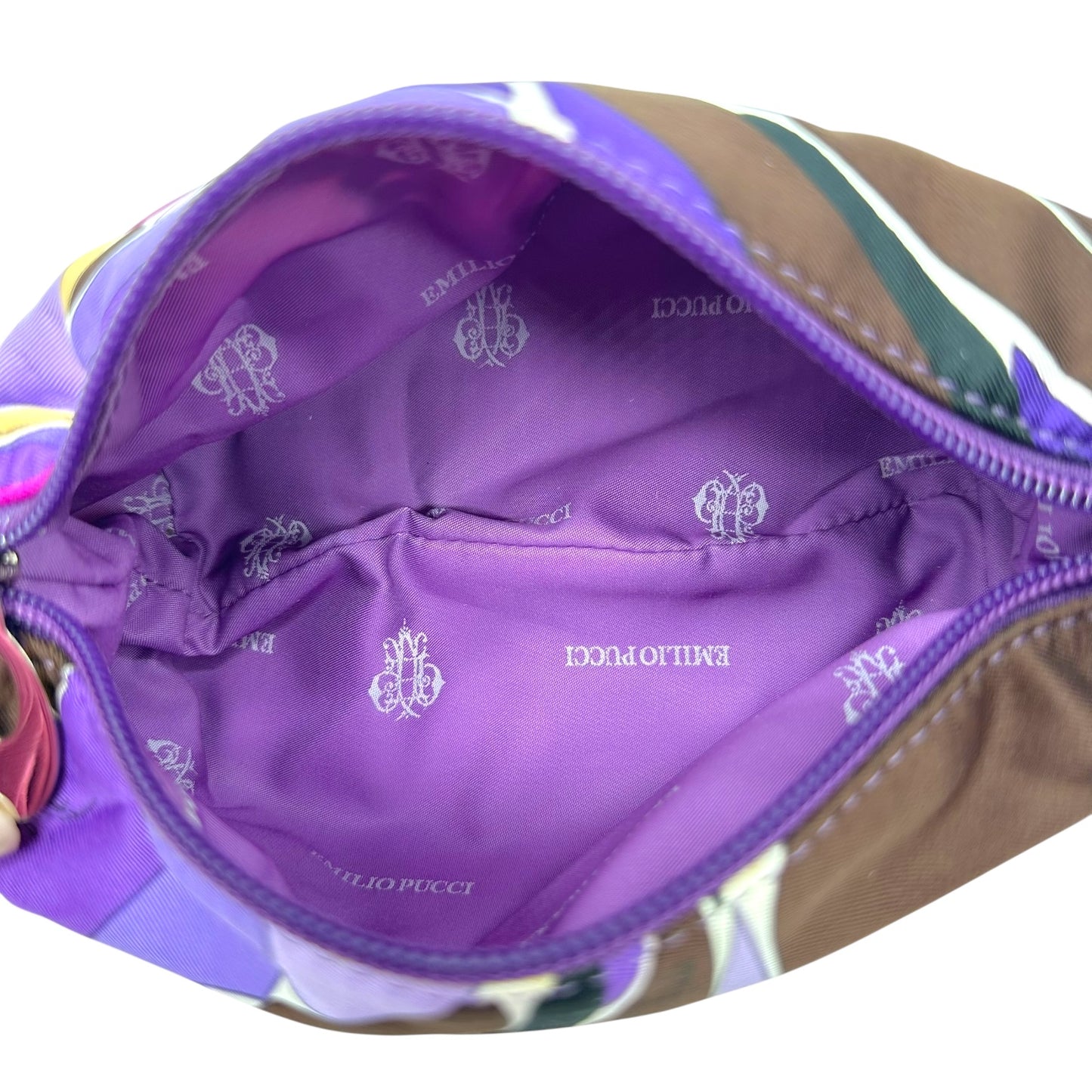 Emilio Pucci Purple Silk Printed Pochette Bag NEW