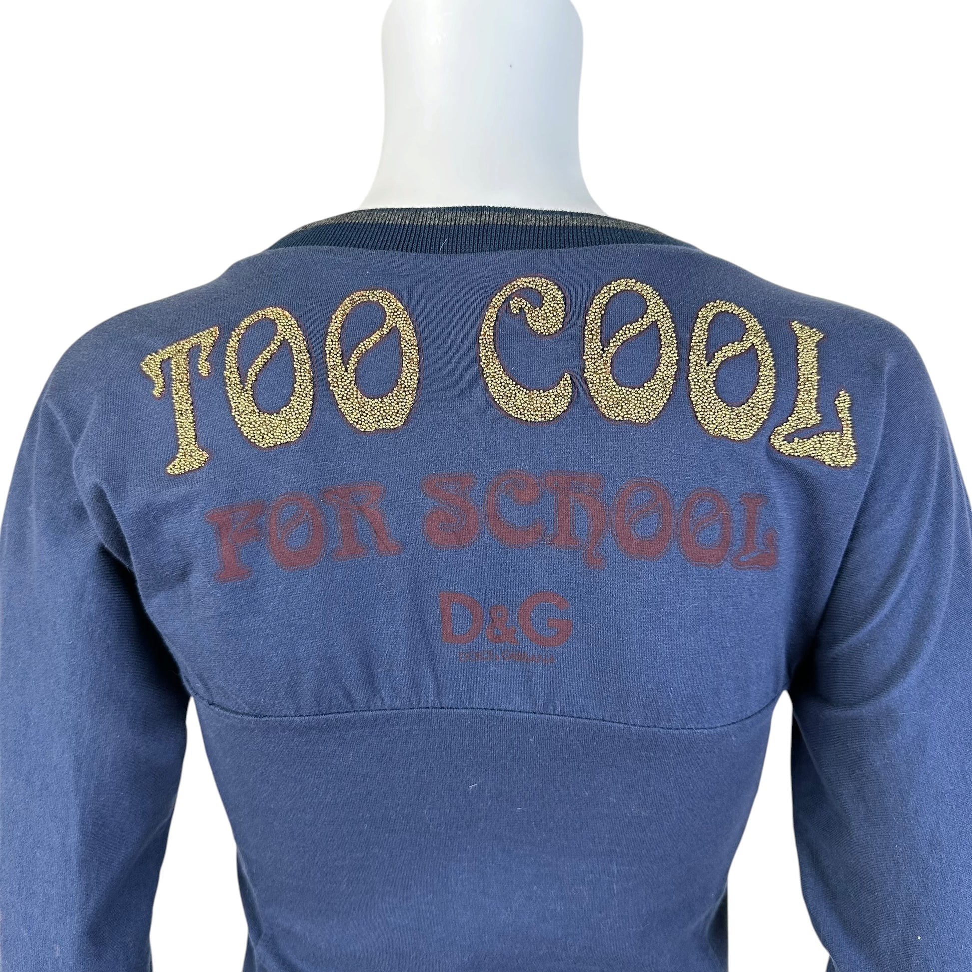 D&G Navy Blue Lace Up Long Sleeve T-Shirt