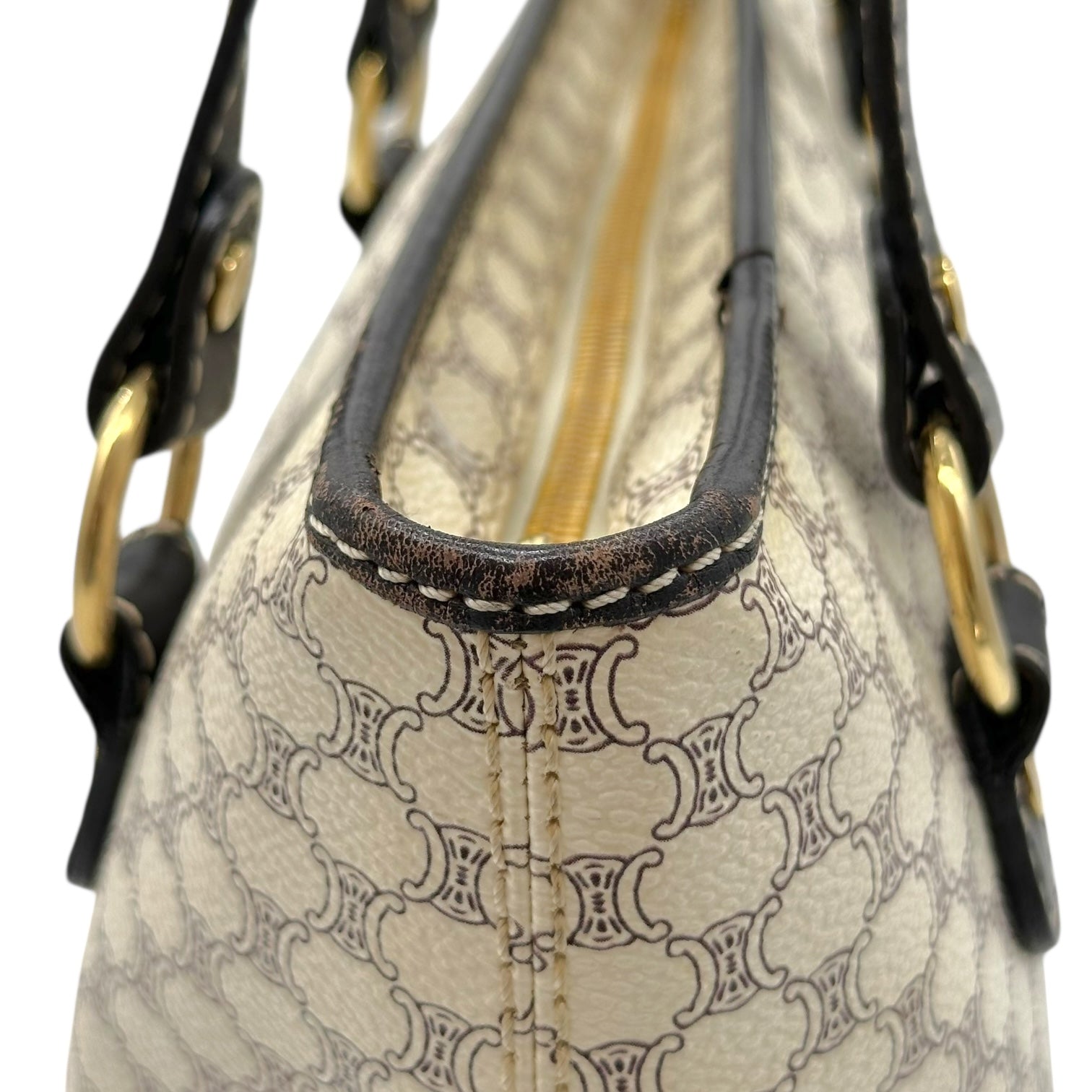 Celine White Triomphe Monogram Mini Tote Bag - Outfit Repeater