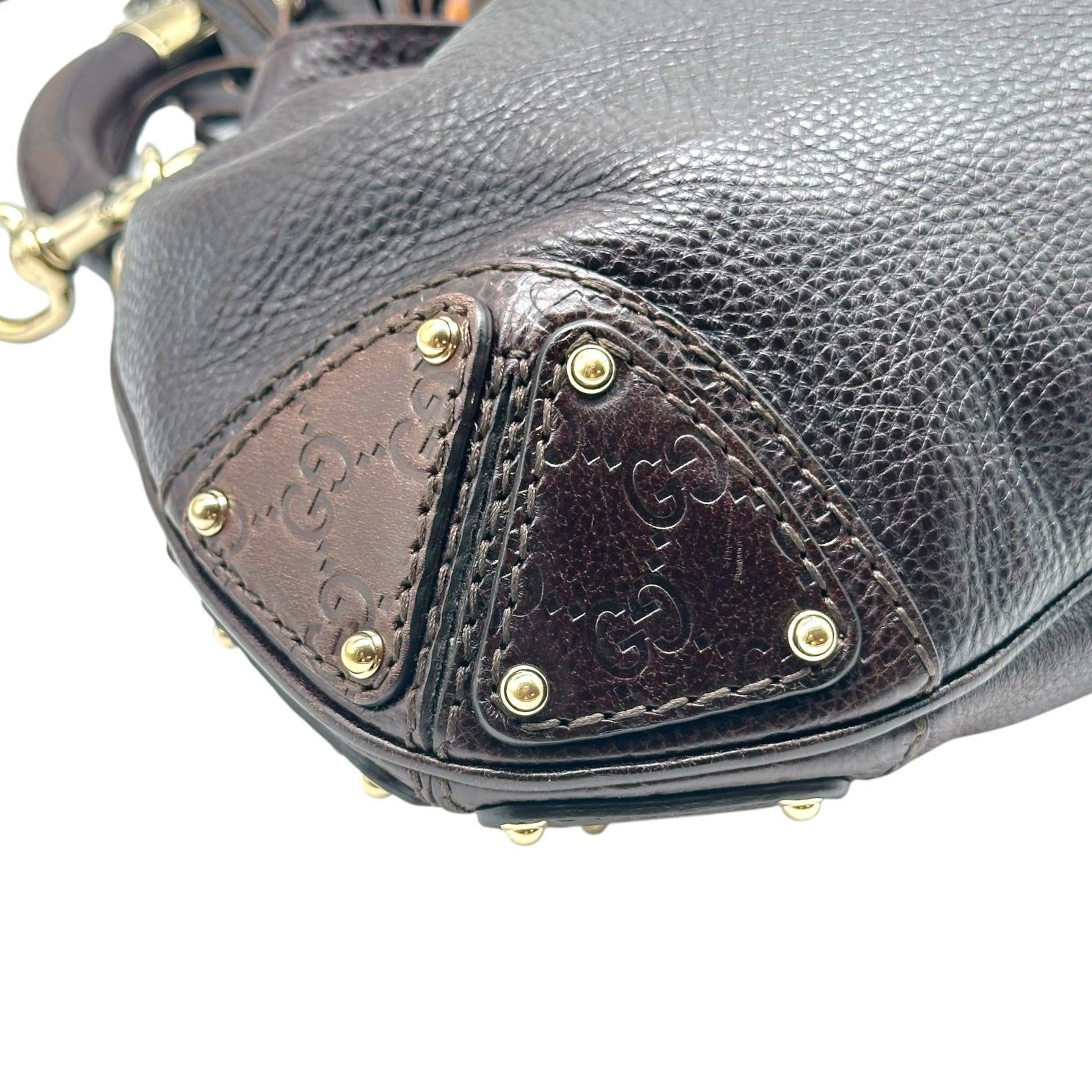 Gucci Dark Brown Guccissima Embossed Monogram Fringe Bag