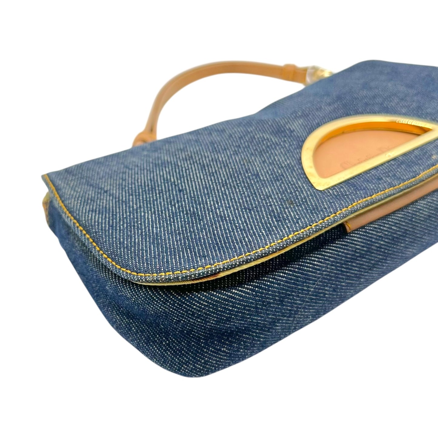 Christian Dior Denim & Tan Leather Malice Pearl Shoulder Bag