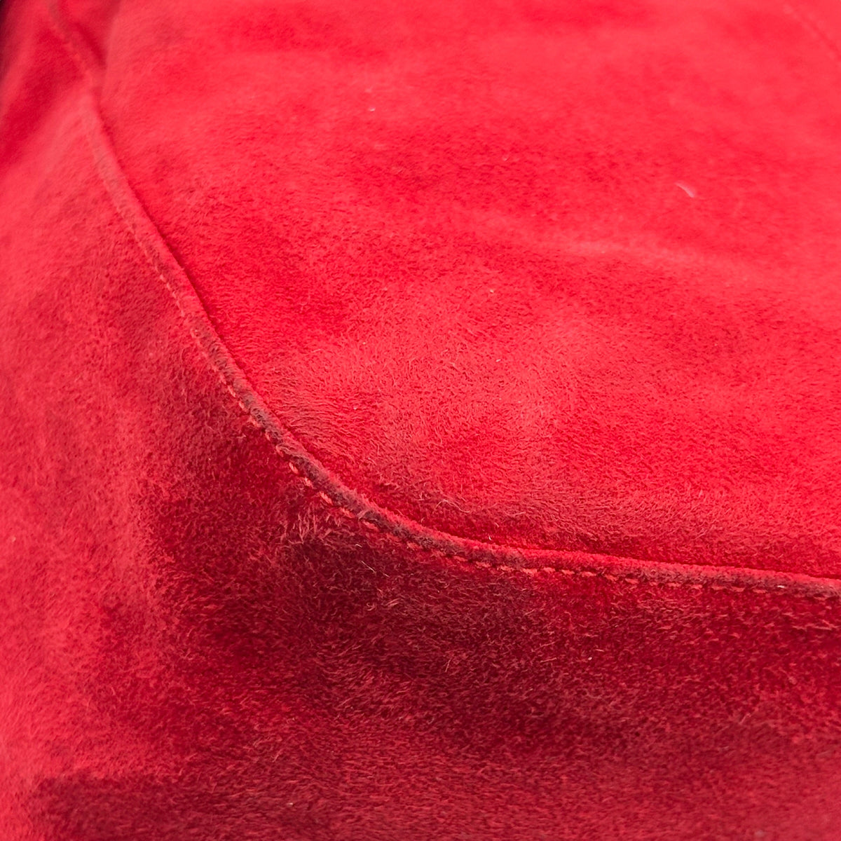 Fendi Red Suede Fold-Over Baguette Bag