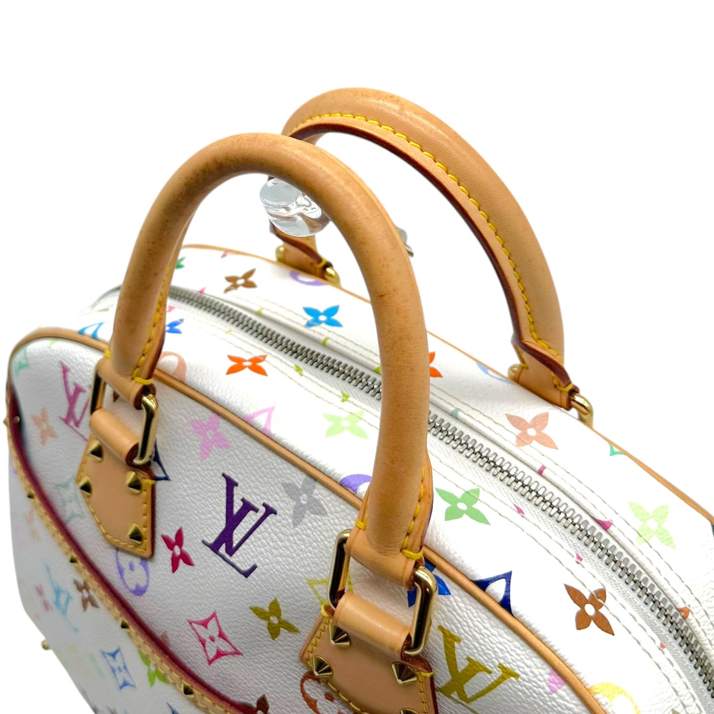 Louis Vuitton Trouville Handbag White Multicolor Canvas