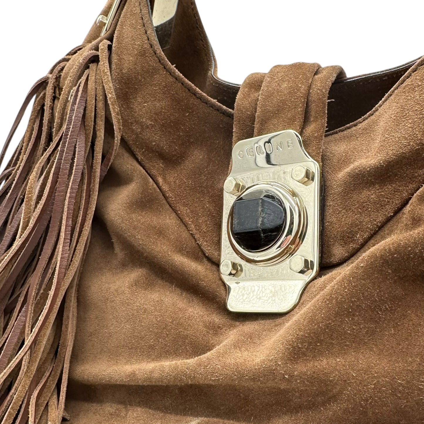 Celine Brown Suede Fringe Shoulder Bag - Outfit Repeater