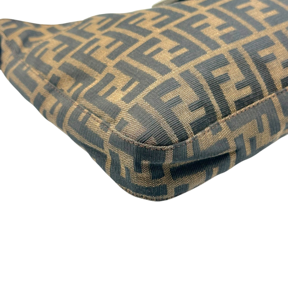 Fendi Brown Zucca Monogram Shoulder Baguette Bag