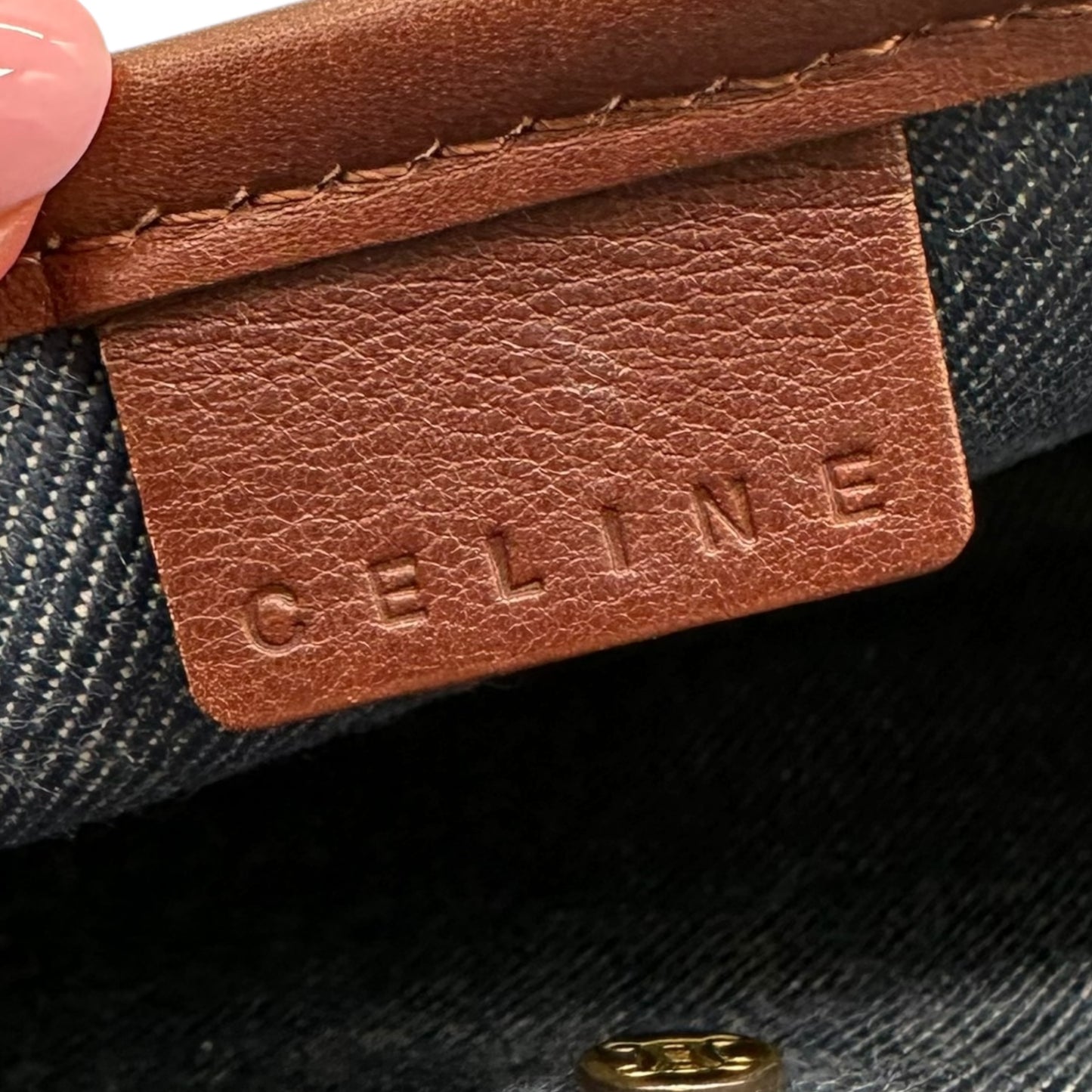 Celine Blue Denim Triomphe Monogram Poulbot Bag - Outfit Repeater