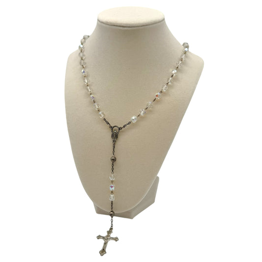 Dolce & Gabbana Sterling Silver & Iridescent Bead Rosary Necklace