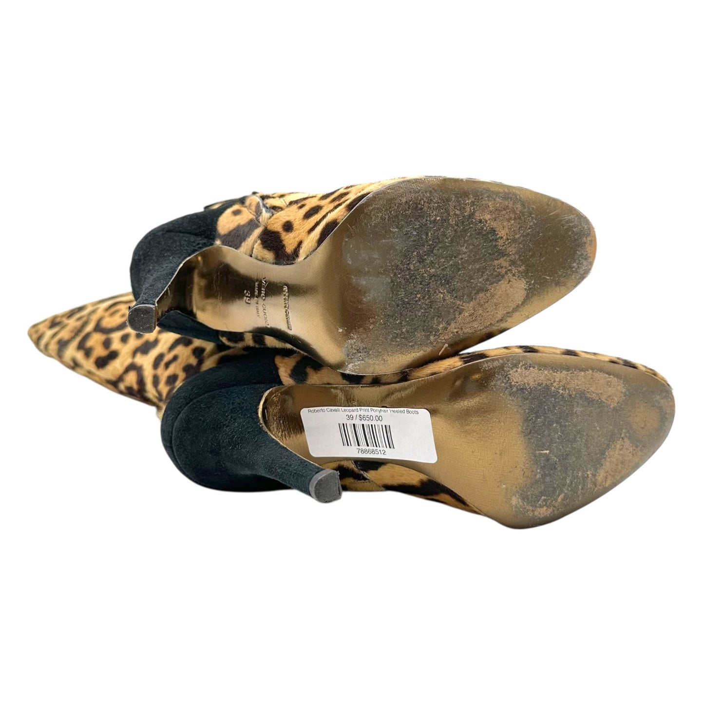 Roberto Cavalli Leopard Print Ponyhair Heeled Boots