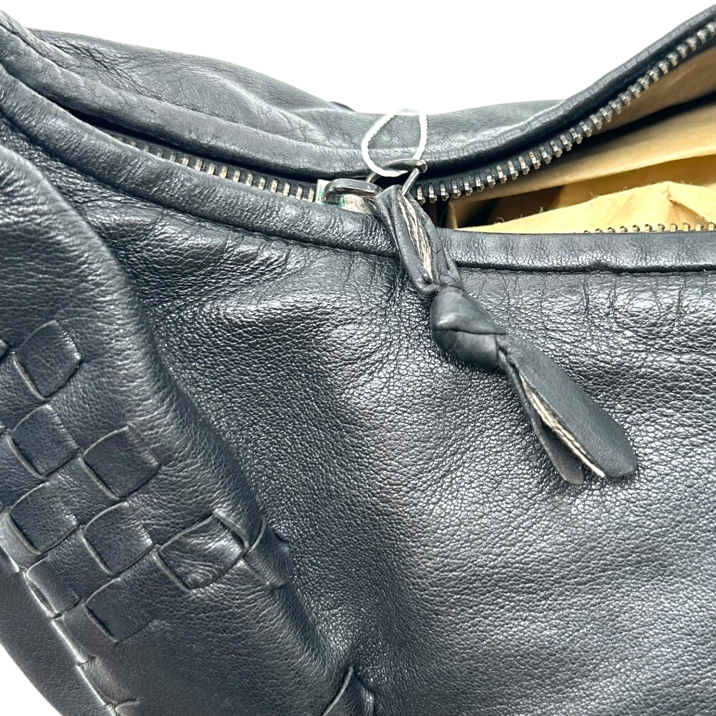 Bottega Veneta Black Intrecciato Woven Patchwork Hobo Bag