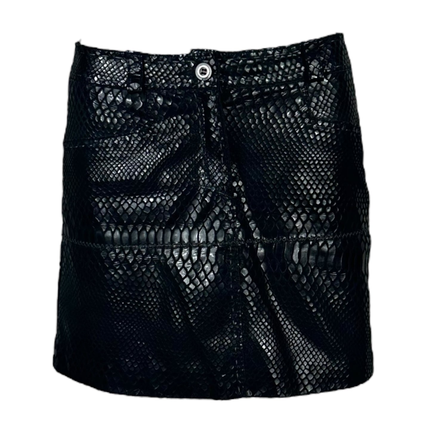 Just Cavalli Roberto Cavalli Faux Sankeskin Black Mini Skirt - Outfit Repeater