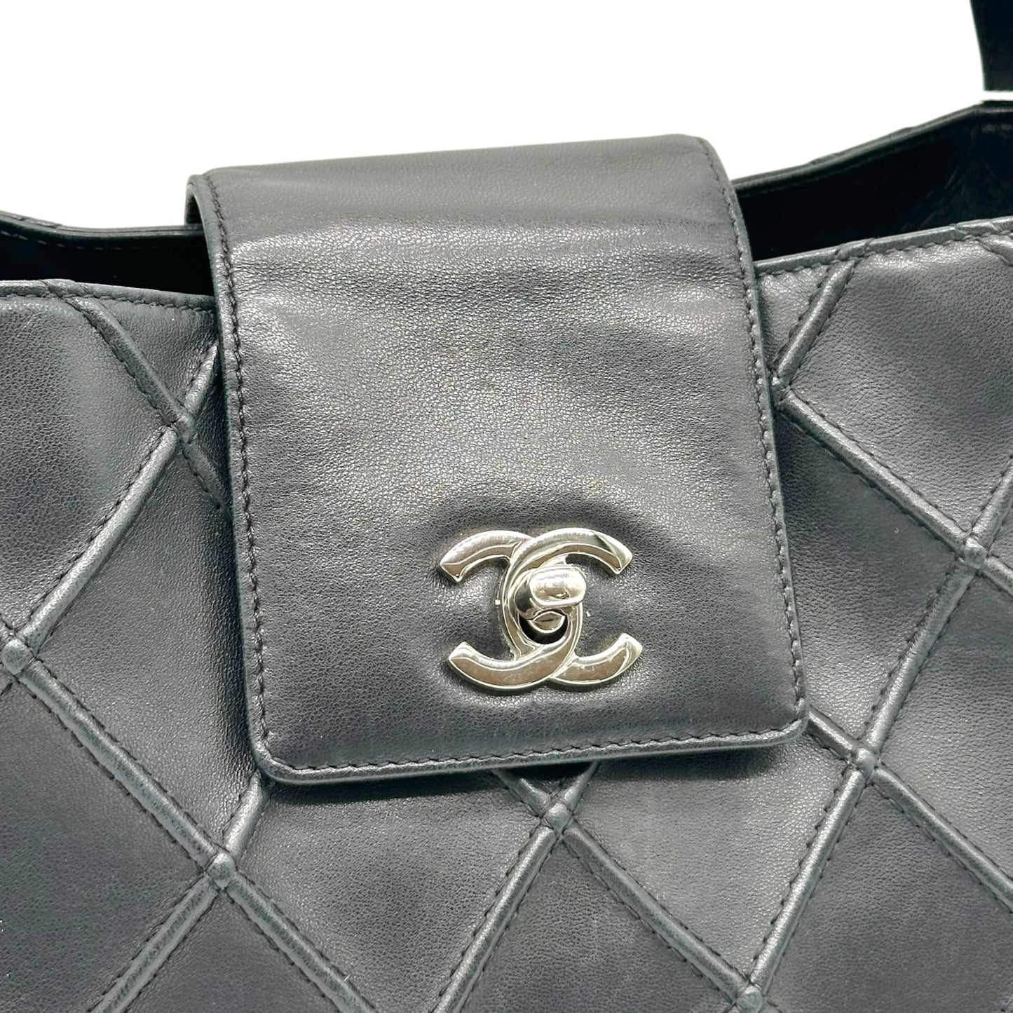 Chanel Black & Silver Quilted Matelasse Hobo Shoulder Bag 2000-02