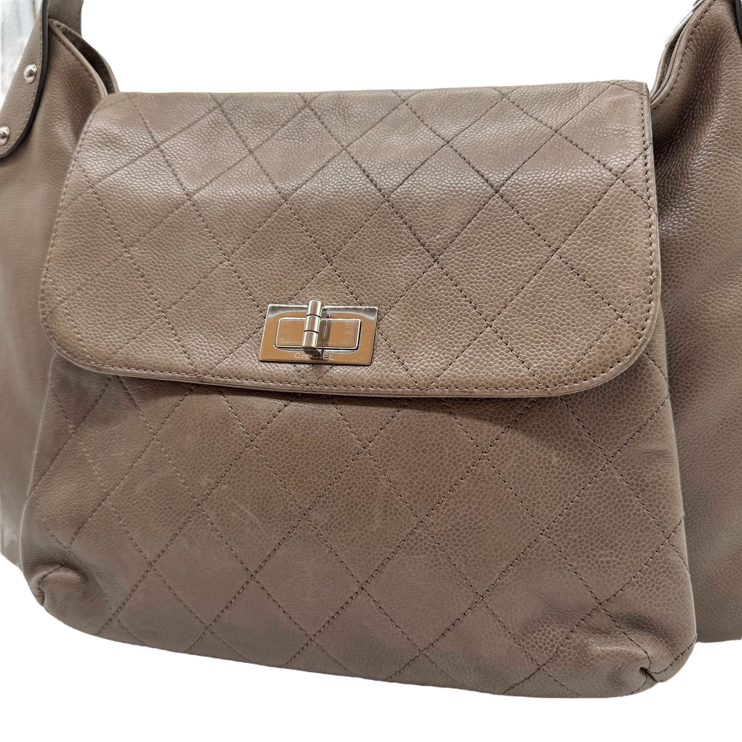 Chanel Gray Caviar Leather Matelasse Hobo Bag 2008-09 - Outfit Repeater