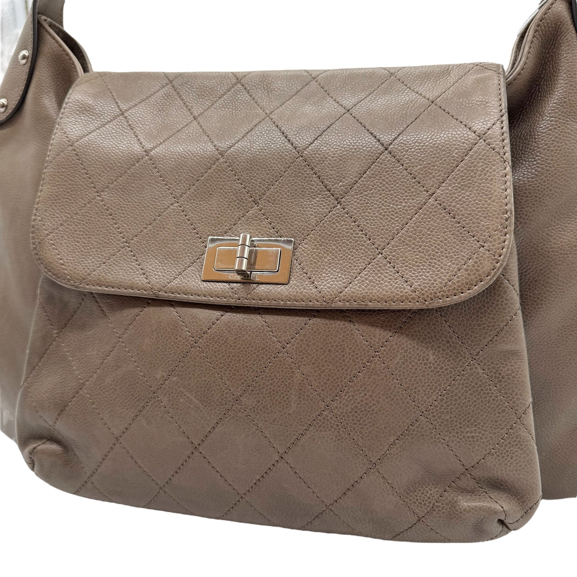 Chanel Gray Caviar Leather Matelasse Hobo Bag 2008-09 - Outfit Repeater