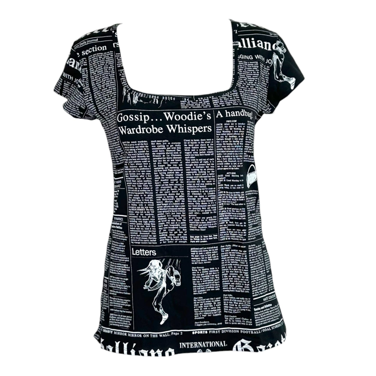 John Galliano Black & White Gazette Newsprint T-Shirt