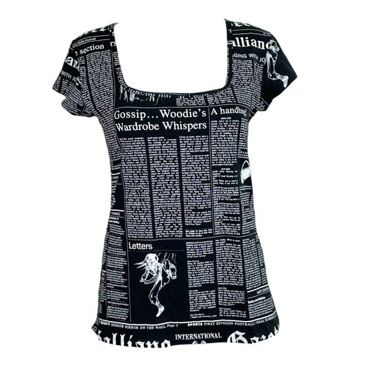 John Galliano Black & White Gazette Newsprint T-Shirt