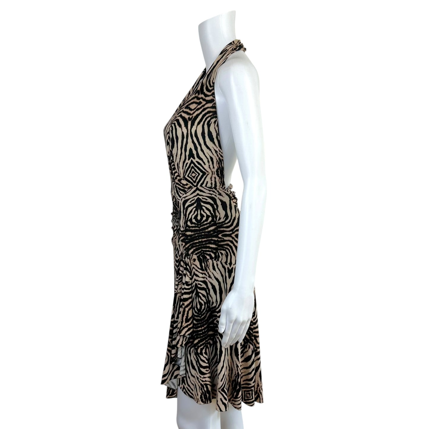 Roberto Cavalli 2006 Zebra Print Halter Mini Dress