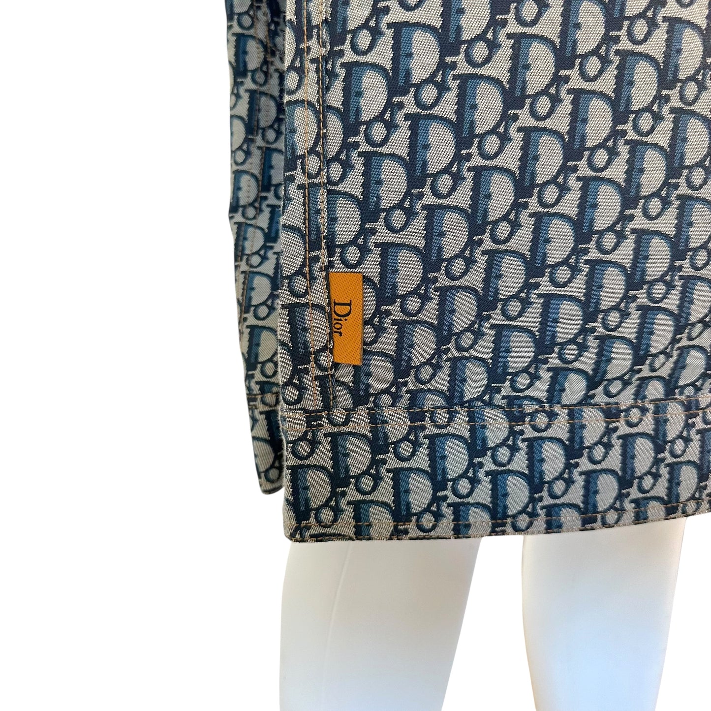 Christian Dior S/S 2005 Navy Blue Trotter Monogram Midi Skirt - Outfit Repeater