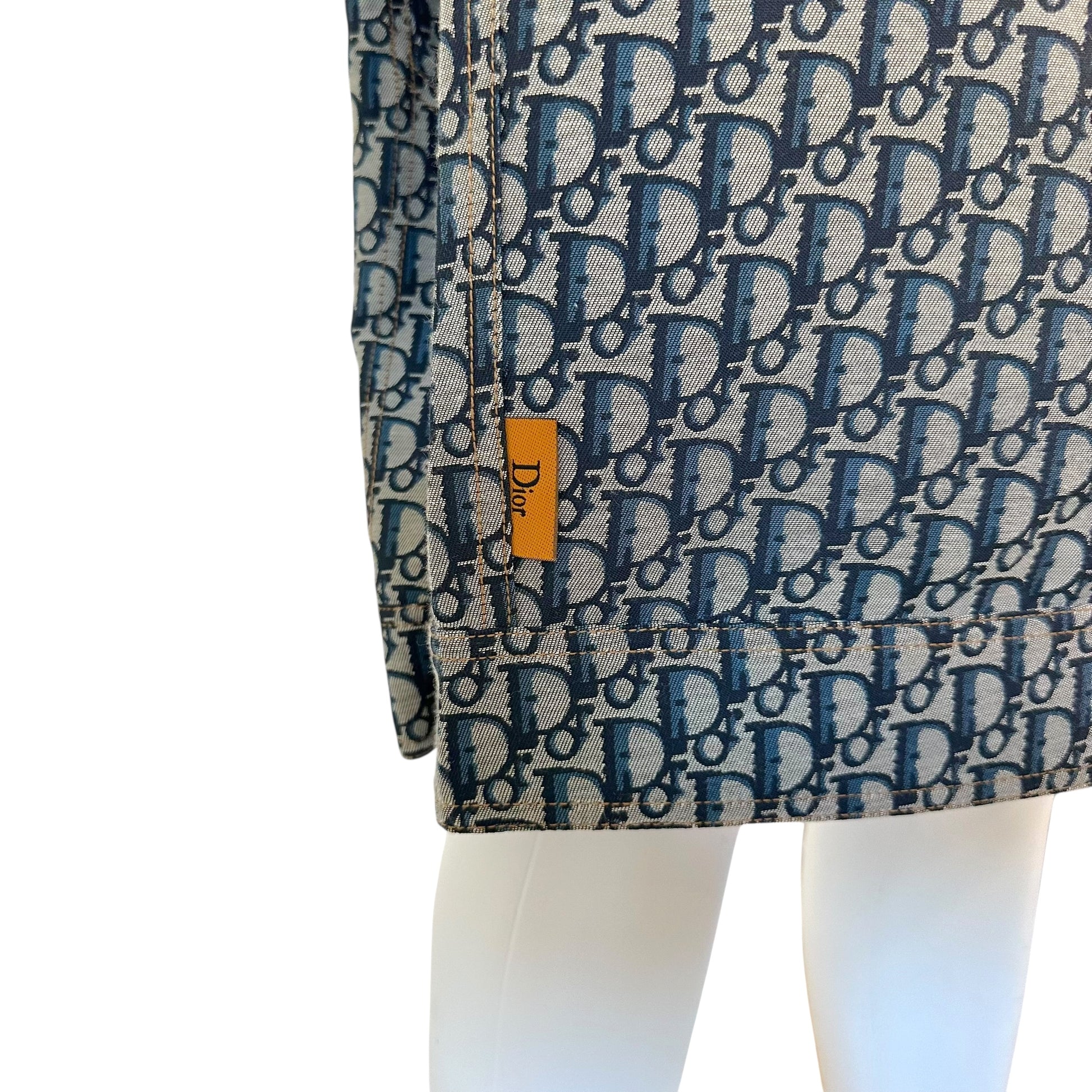 Christian Dior S/S 2005 Navy Blue Trotter Monogram Midi Skirt - Outfit Repeater