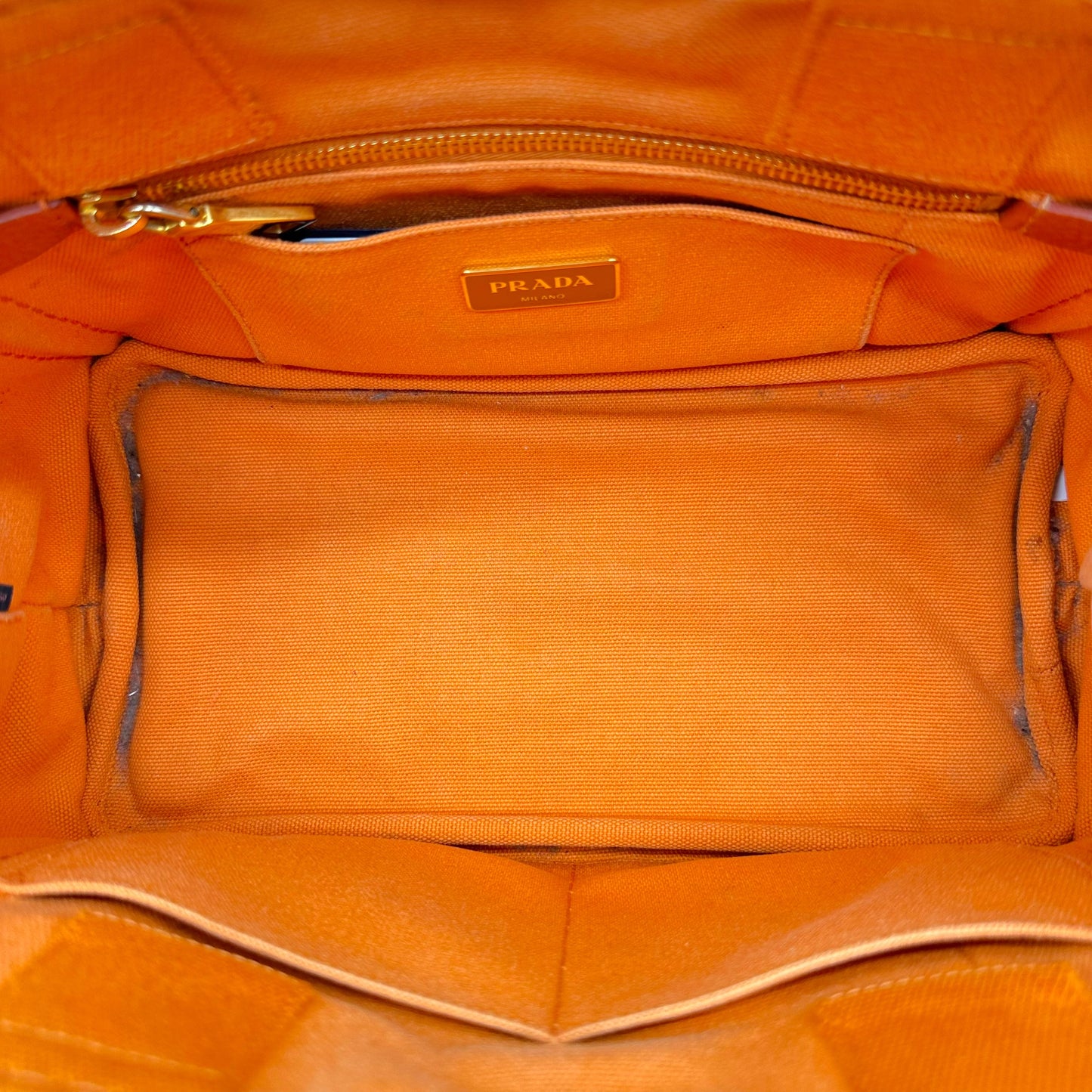 Prada Orange Canvas Small Canapa Tote Bag