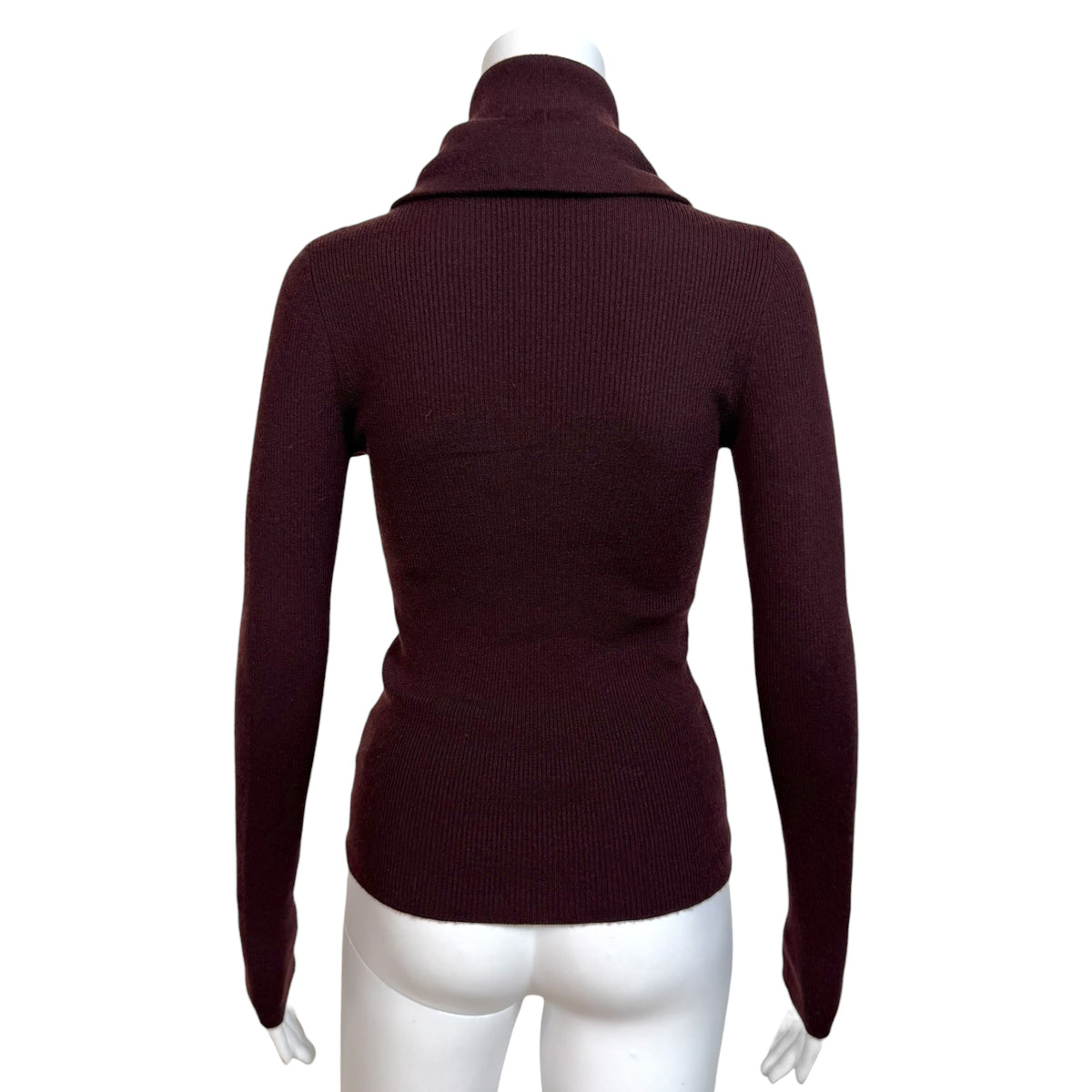Celine Burgundy Cashmere Knit Turtleneck Sweater