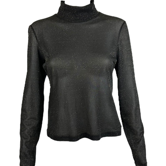 Mugler Black & Gold Semi-Sheer Sparkle Turtleneck Top - Outfit Repeater