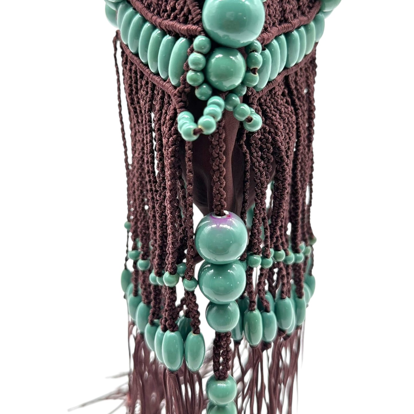 Jamin Puech Beaded Fringe Bag Burgundy Turquoise