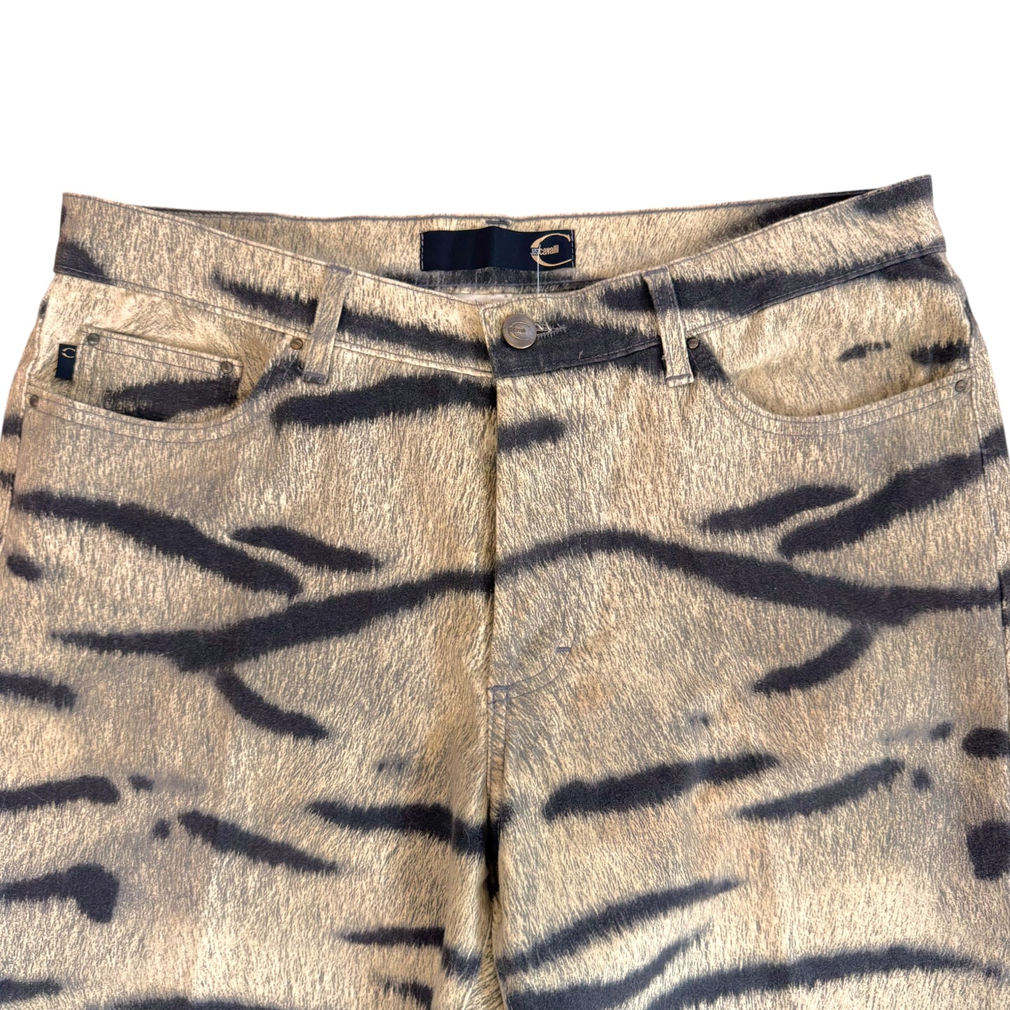 Roberto Cavalli Beige Tiger Print Jeans