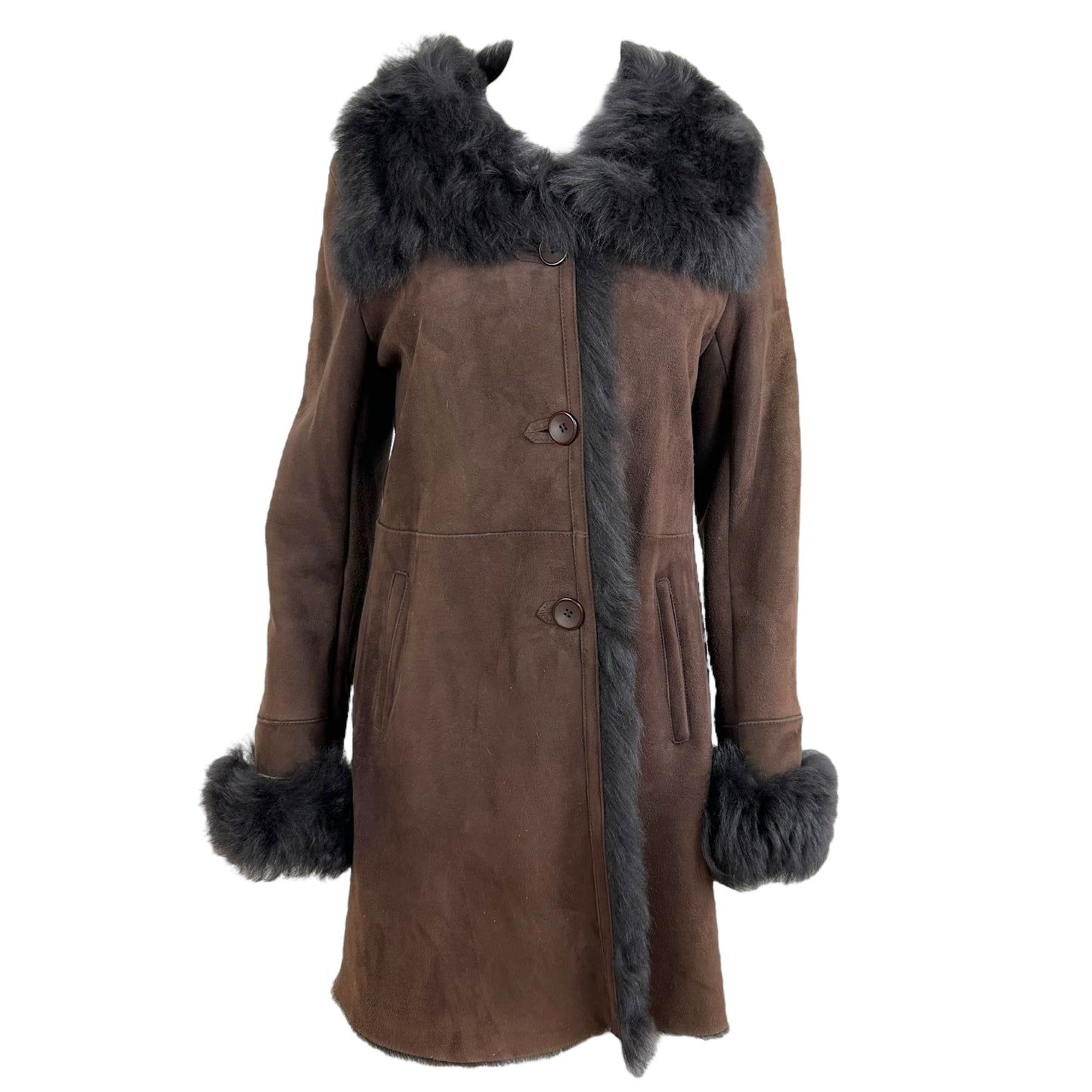 Balmain Brown Sheepskin Fur Trench Coat - Outfit Repeater