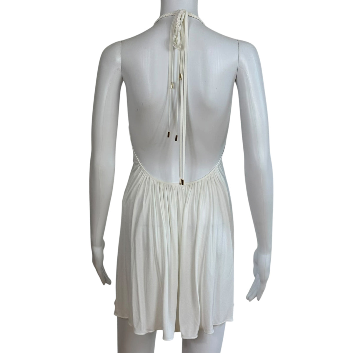 Louis Vuitton White Braided Strap Open Back Halter Mini Dress