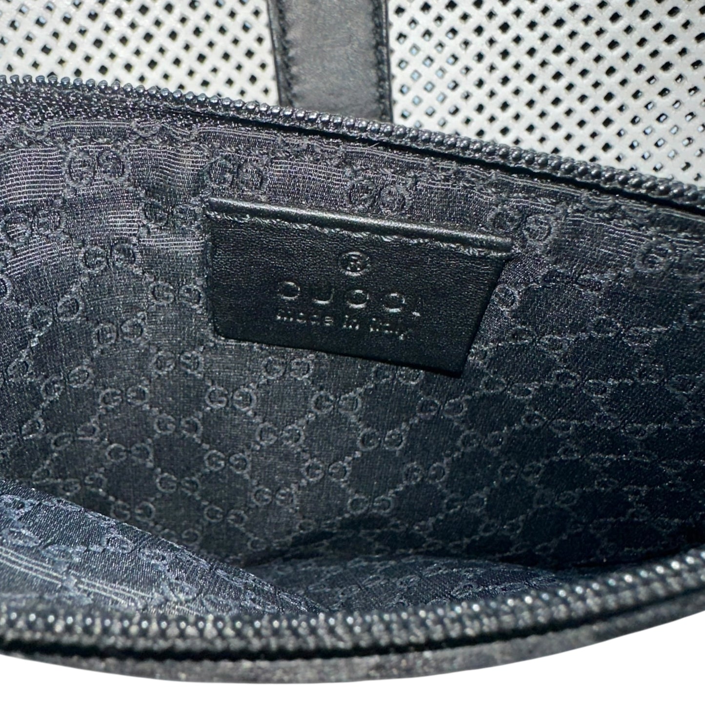 Gucci Black & White Perforated Leather Jackie Shoulder Bag