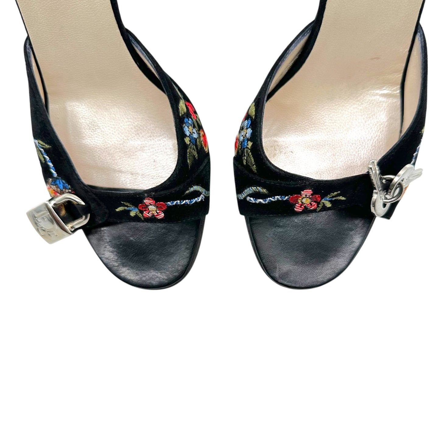 Christian Dior S/S 2002 Koi & Floral Embroidered Kitten Heel Mules