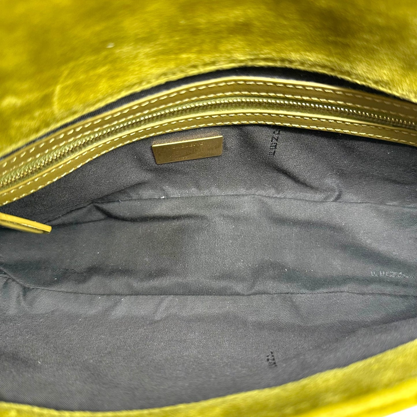 Fendi Khaki Green Velvet Zucca Monogram 2-Way Baguette Bag