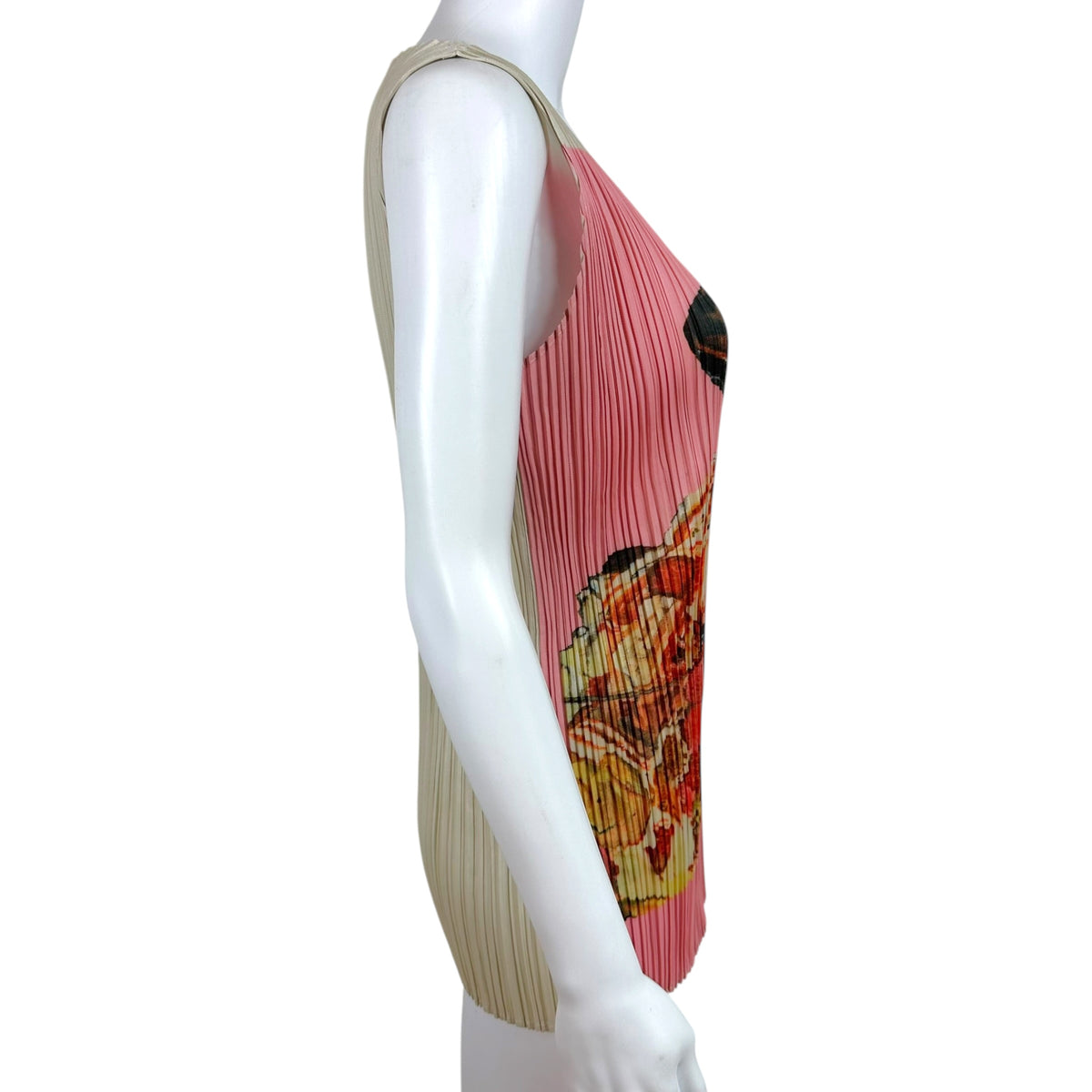 Issey Miyake Pleats Please Pink Parfait Print Pleated Tank Top Sz 5