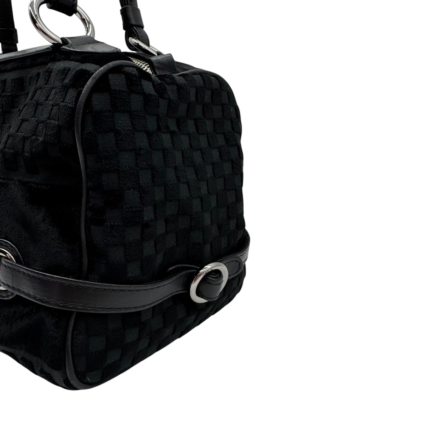 Chanel Black Lambskin & Velvet Checkered Logo Shoulder Bag 2005-06 - Outfit Repeater