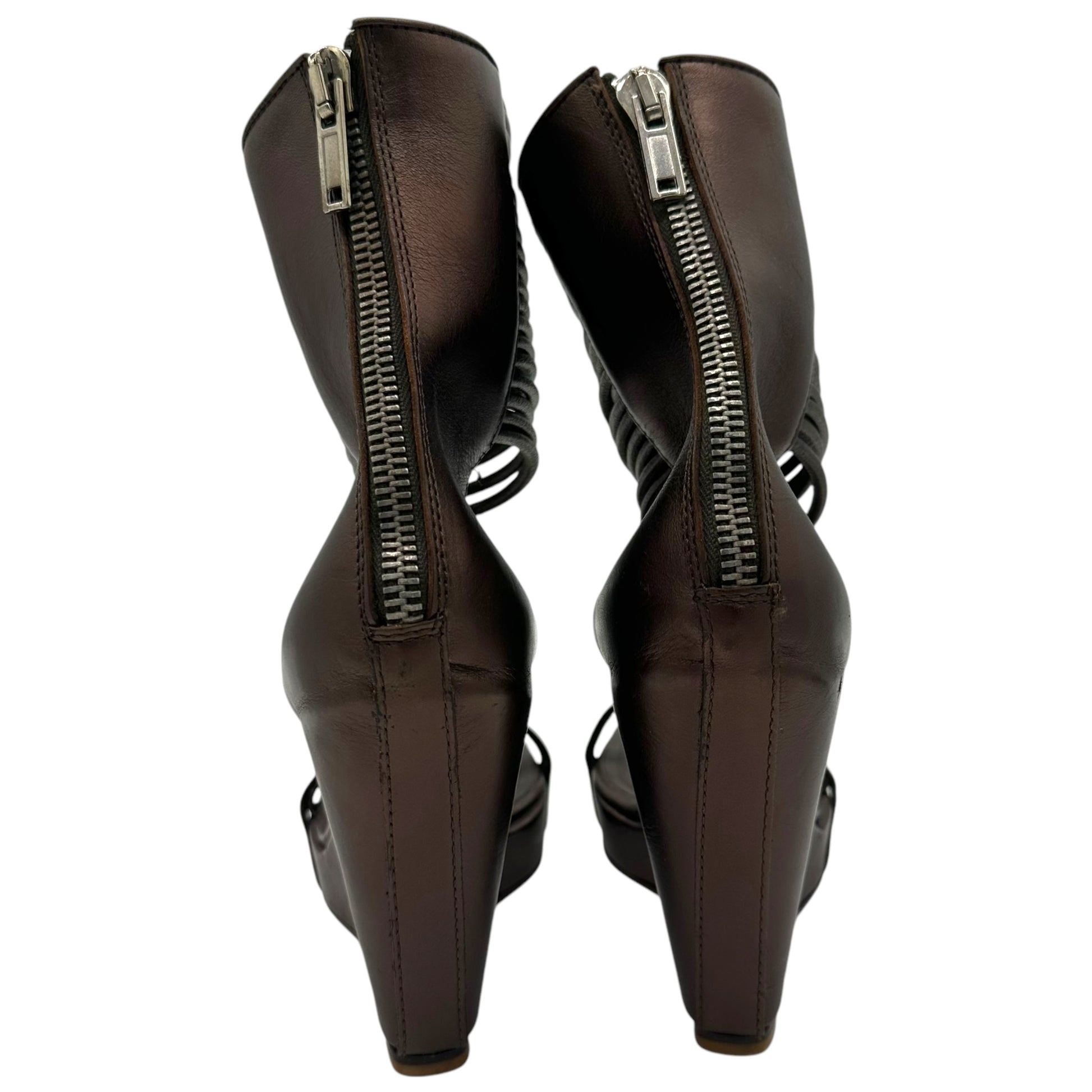 Rick Owens Bronze Leather Wedge Sandals NEW - Outfit Repeater