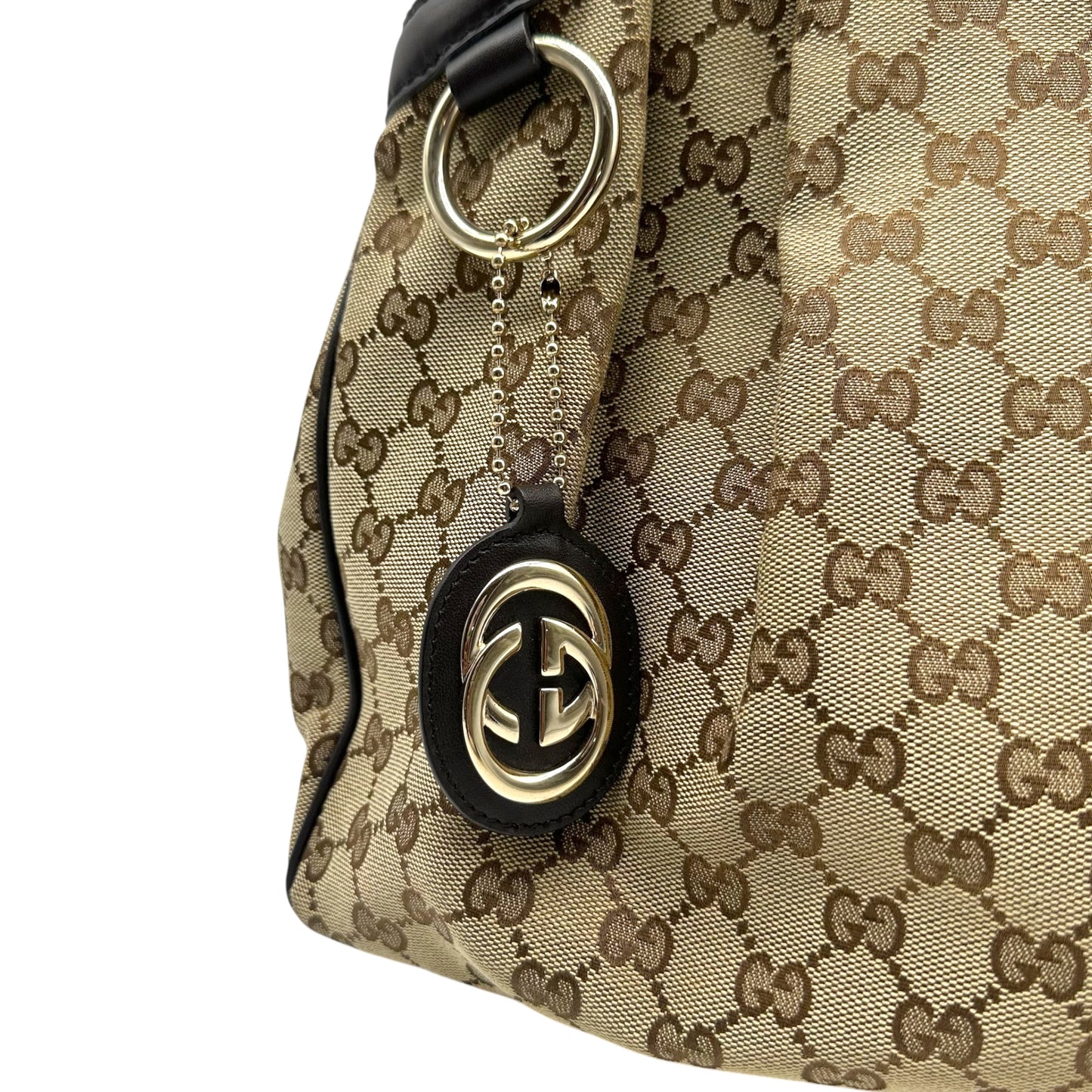 Gucci Tan Monogram Brown Leather Shoulder Bag
