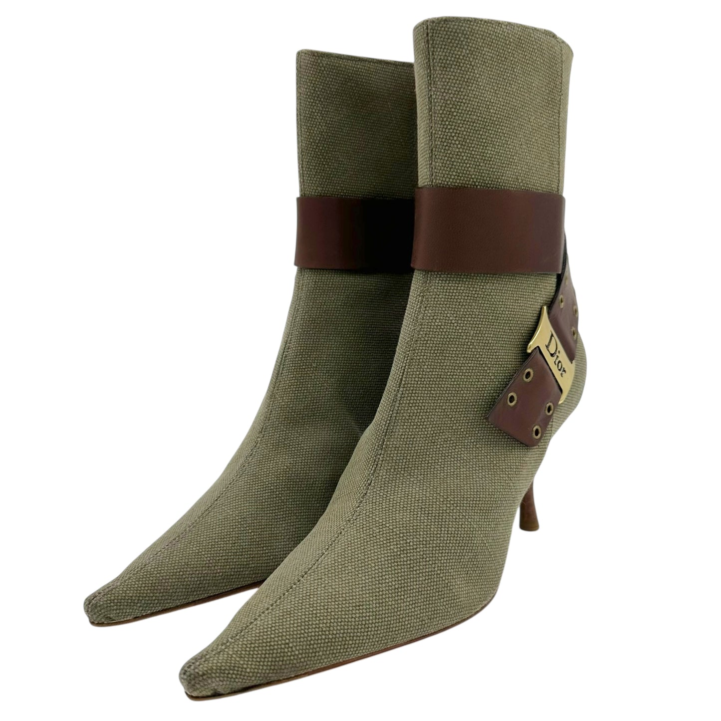 Dior Street Chic Khaki Green Heeled Booties